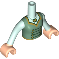 Minidoll Torso Girl with Sand Green Tunic, Light Aqua Arms, Light Nougat Hands Hellaqua