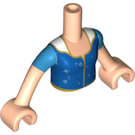 Minidoll Torso Girl with Dark Blue Dress, Gold Trim, Light Nougat Arms and Hands Light Nougat
