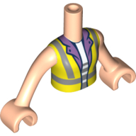 Minidoll Torso Girl with High Visibility Jacket, Lavender Collar, White Shirt print, Light Nougat Arms and Hands Light Nougat