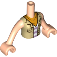 Minidoll Torso Girl with Tan Jacket, White/Lavender Stripes Shirt, Bright Light Orange Scarf/Bandanna print, Light Nougat Arms and Hands Light Nougat