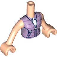 Minidoll Torso Girl with Lavender Shirt, Zippers Print, Light Nougat Arms And Hands in 