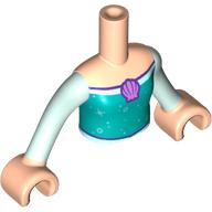 Minidoll Torso Girl with Dark Turquoise Dress, Lavender Shell Necklace, Light Aqua Arms and Light Nougat Hands Light Nougat