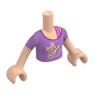 Minidoll Torso Girl with Lavender Shirt, Dark Pink Strap print, Light Nougat Arms and Hands Light Nougat