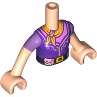Minidoll Torso Girl with Dark Purple Vest, Bright Pink Shirt, Bright Orange Scarf, Black Belt print, Light Nougat Arms and Hands Hellnougat