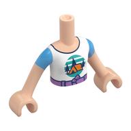 Minidoll Torso Girl with Medium Lavender Belt, Orange Tent, Dark Blue Trees, Dark Turquoise Sky, Ground print, Light Nougat Arms and Hands Hellnougat