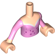 Minidoll Torso Girl with Bright Pink Top with Magenta Stars and Pink Sleeves Print with Light Nougat Arms and Hands Hellnougat