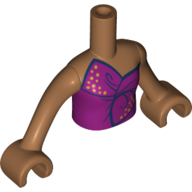 Minidoll Torso Girl with Magenta Top Tied in Bow, Medium Nougat Arms with Hands Medium Nougat