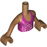 Minidoll Torso Girl with Magenta Top with Floral Print, Medium Nougat Arms with Hands Medium Nougat