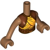 Minidoll Torso Girl with Reddish Brown/Bright Light Orange Dress, Belt print Medium Nougat Arms and Hands Mittelnougat