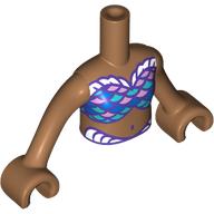 Minidoll Torso Girl with Dark Blue/Dark Turquoise/Lavender/Dark Purple Bikini print, Medium Nougat Arms and Hands Mittelnougat