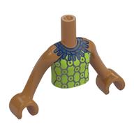 Minidoll Torso Girl with Medium Nougat Arms and Hands with Lime Dress, Silver Decorations, Necklace print Mittelnougat