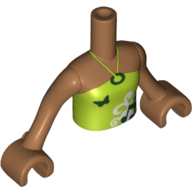 Minidoll Torso Girl with Lime Halter Neck Top with Musical Notes and Butterfly Print, Medium Nougat Arms and Hands Medium Nougat
