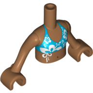 Minidoll Torso Girl with Dark Azure Bikini Top Print, Medium Nougat Arms with Hands Medium Nougat