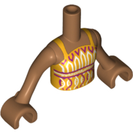 Minidoll Torso Girl with Bright Light Orange Halter Top with Red and White Print, Medium Nougat Arms and Hands in 