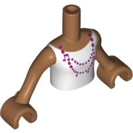 Minidoll Torso Girl with White Vest Top with Magenta Necklace Print, Medium Nougat Arms and Hands Medium Nougat