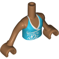 Minidoll Torso Girl with Medium Azure Top with White Trim, Medium Nougat Arms and Hands Mittelnougat