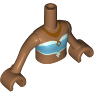 Minidoll Torso Girl with Medium Azure and Light Aqua Tube Top with Gold Necklace Print, Medium Nougat Arms and Hands Medium Nougat