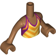 Minidoll Torso Girl with Bright Light Yellow Halter Top with Bright Light Orange Chevron Stripes, Magenta Trim Print, Medium Nougat Arms and Hands in 