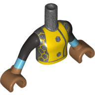 Minidoll Torso Girl with Yellow Honeycomb, 2 Hexagon Buttons Print, Pearl Titanium Sleeves with Medium Azure Cuffs print, Medium Nougat Hands Perltitan