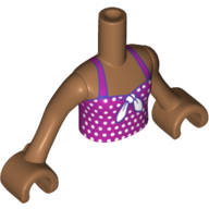 Minidoll Torso Girl with Magenta Top with White Polka Dots and Bow Print - Medium Nougat Arms with Hand Medium Nougat
