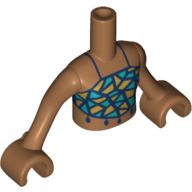 Minidoll Torso Girl with Short Shirt Blue Lines, Azure Patches Mittelnougat