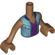 Minidoll Torso Girl with Medium Blue Jacket, Dark Pink Shirt with Blue Dots Medium Nougat