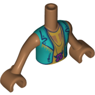 Minidoll Torso Girl with Dark Turquoise Jacket, Yellow Shirt, Necklace with Music Note Hanger Mittelnougat