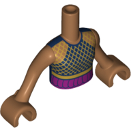 Minidoll Torso Girl with Dark Blue Vest with Gold Fish Stocking, Purple Belt, Medium Nougat Arms and Hands Medium Nougat