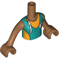Minidoll Torso Girl with Dark Azure/Yellow Swimming Suit, Sea Horse Logo, Zipper Print, Medium Nougat Arms and Hands in 