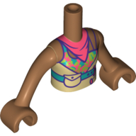 Minidoll Torso Girl with Medium Blue Belt, Colored Top, Coral Scarf, Medium Nougat Arms and Hands in 
