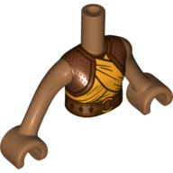 Minidoll Torso Girl, with Reddish Brown/Bright Light Orange Tunic print, Nougat Arms and Hands Mittelnougat