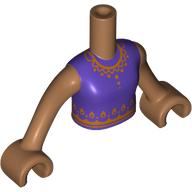 Minidoll Torso Girl with Dark Purple Shirt, Gold Decorations print, Medium Nougat Arms and Hands Medium Nougat