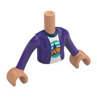 Minidoll Torso Girl with Dark Purple Jacket, Orange Tent, Dark Blue Trees, Dark Turquoise Sky, Ground print, Nougat arms and Hands Nougat