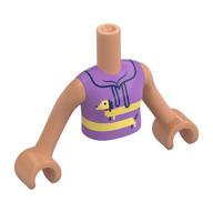 Minidoll Torso Girl with Medium Lavender Hoodie, Bright Light Yellow Stretched Dog Around Print, Nougat Arms and Hands in 