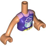 Minidoll Torso Girl with Dark Purple Top with UFO, Bright Pink Shirt print, Nougat Arms and Hands Nougat