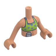 Minidoll Torso Girl with Lime Top, Silver Cats, Scar, Colostomy Bag print, Nougat Arms and Hands Nougat
