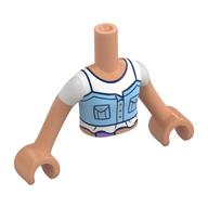 Minidoll Torso Girl with Nougat Arms and Hands with Bright Light Blue Top, Pockets, White Shirt print Nougat