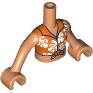 Minidoll Torso Girl with Reddish orange Top, White Leaves Print, Nougat Arms and Hands in 
