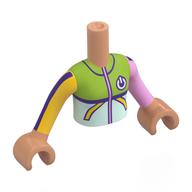 Minidoll Torso Girl with Lime/Light Aua/Bright Pink/Yellow/Dark Purple Wetsuit Print, Nougat Arms and Hands in 