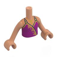 Minidoll Torso Girl with Nougat Arms and Hands with Magenta Dress, Gold Trim, Straps print Nougat