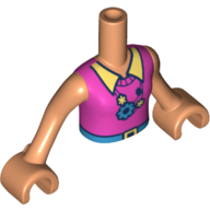 Minidoll Torso Girl with Dark Pink Shirt, Yellow Collar, Medium Blue Belt, Necklace with Gears, Nougat Arms and Hands Nougat