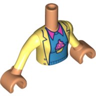 Minidoll Torso Girl with Bright Light Yellow Jacket, Dark Azure Shirt with Cupcake, Dark Pink Collar Nougat