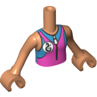 Minidoll Torso Girl Dark Pink/Medium Blue Wet-suit, Zipper, Seahorse Logo Nougat