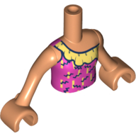 Minidoll Torso Girl Dark Pink Shirt with 1 Strap, Dark Blue Trim, Bright Light Yellow Ruffles Nougat