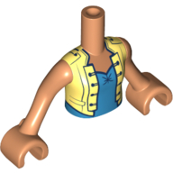 Minidoll Torso Girl with Bright Yellow Jacket, Medium Azure Shirt, Dark Blue Trim Print, Nougat Arms and Hands in 