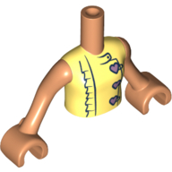 Minidoll Torso Girl with Chefs Suit, Ruffles, Heart Shaped Buttons, Nougat Arms with Hands Nougat