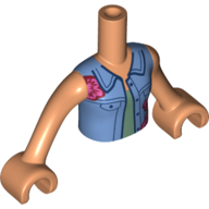 Minidoll Torso Girl with Medium Blue Jacket, Sand Green Top print, Nougat Arms with Hands Nougat