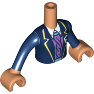 Minidoll Torso Girl with Dark Blue Jacket, Lavender Shirt, Bright Light Yellow Trim print, Nougat Arms and Hands in 