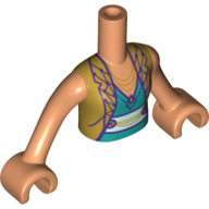 Minidoll Torso Girl with Dark Turquoise Top, Gold Jacket Print, Nougat Arms and Hands Nougat