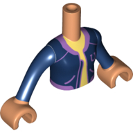 Minidoll Torso Girl with Dark Blue Jacket, Bright Light Yellow Shirt, Lavender Trim print, Nougat Arms and Hands Nougat